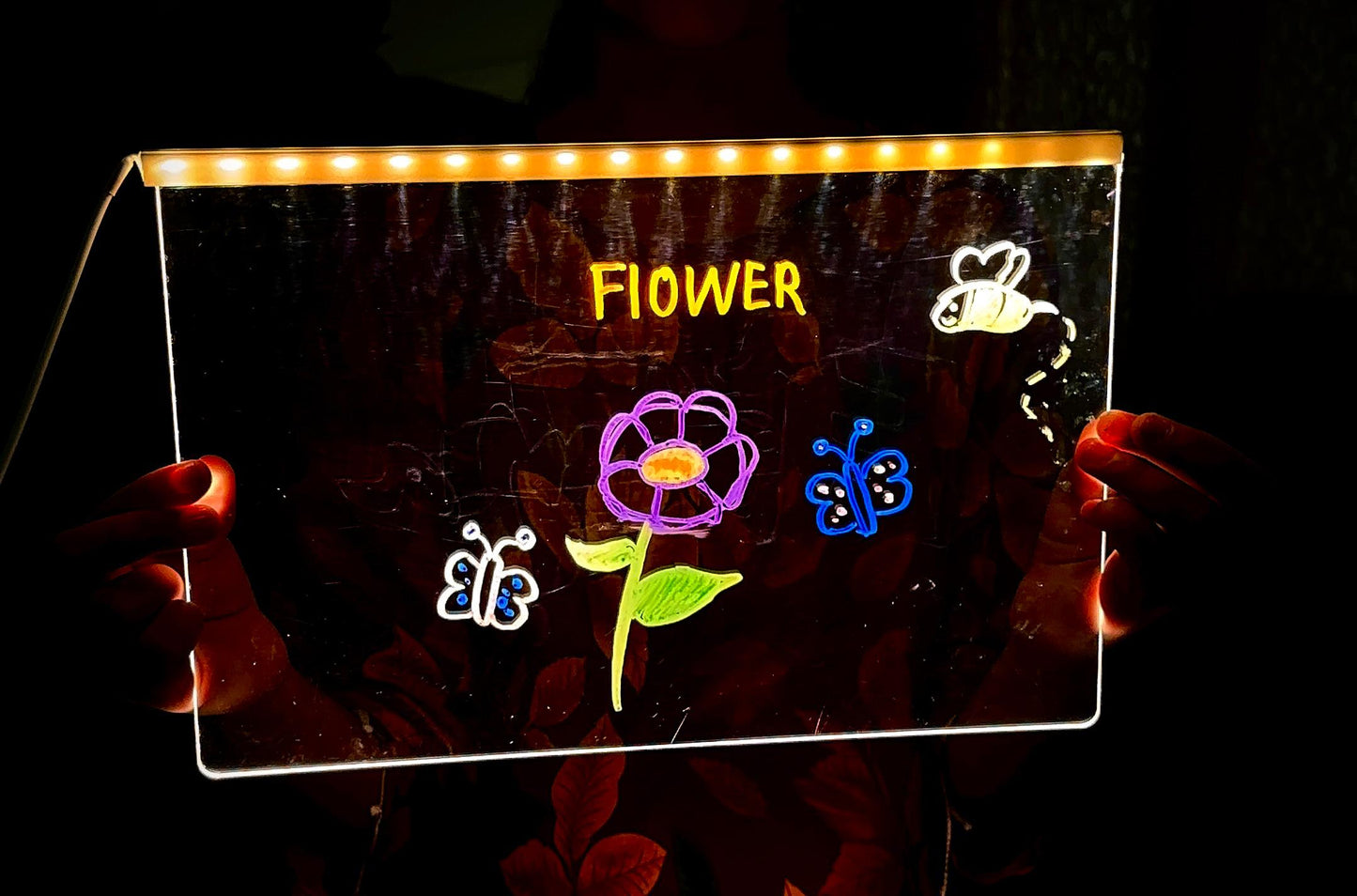 LED Glow Drawing Board with 7 Colors & 1 Lighting Stand for Kids!