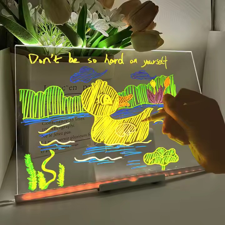 LED Glow Drawing Board with 7 Colors & 1 Lighting Stand for Kids!