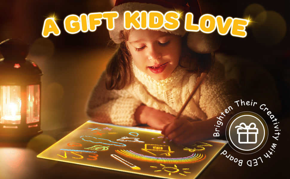 LED Glow Drawing Board with 7 Colors & 1 Lighting Stand for Kids!
