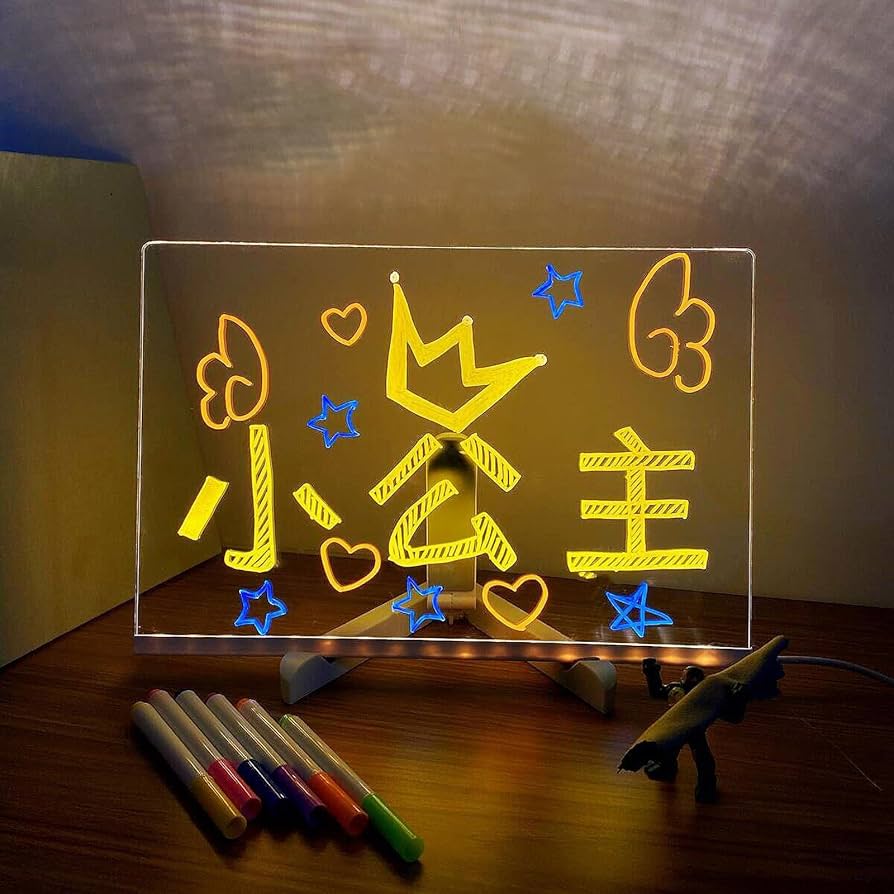 LED Glow Drawing Board with 7 Colors & 1 Lighting Stand for Kids!
