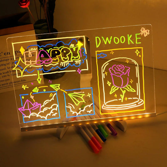 LED Glow Drawing Board with 7 Colors & 1 Lighting Stand for Kids!