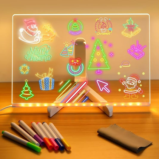 LED Glow Drawing Board with 7 Colors & 1 Lighting Stand for Kids!