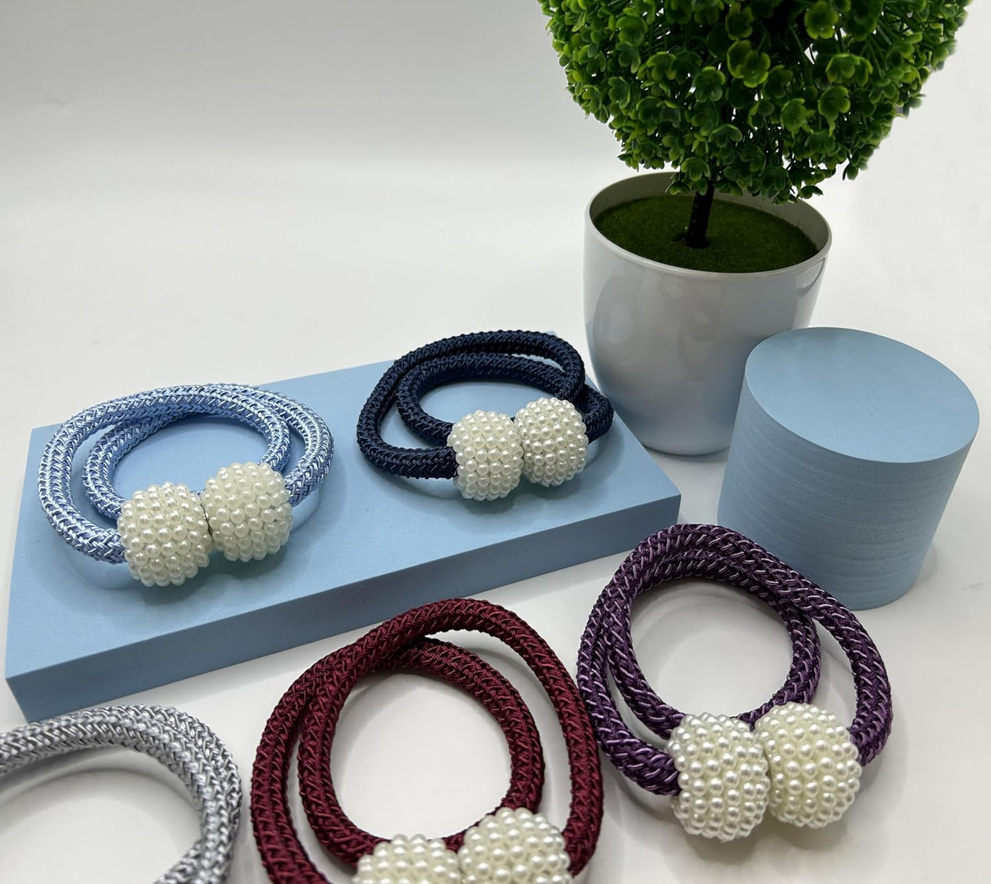 4 Pcs of Magnetic Pearl Curtain Holder | 2 pair