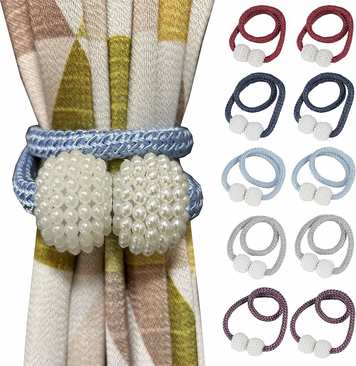 4 Pcs of Magnetic Pearl Curtain Holder | 2 pair