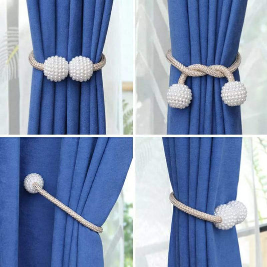 4 Pcs of Magnetic Pearl Curtain Holder | 2 pair