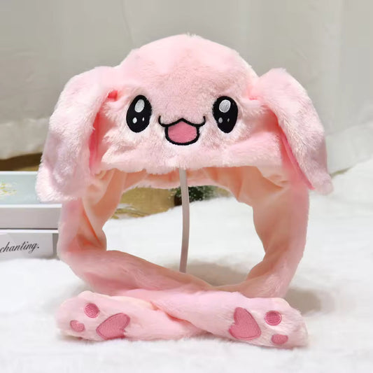 Cute Bunny Pink Winter Hat with Plush Ears & Lights