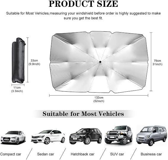 Umbrella Car Windshield, Sun Shade Protecto, Sunscreen Heat Insulation Cloth