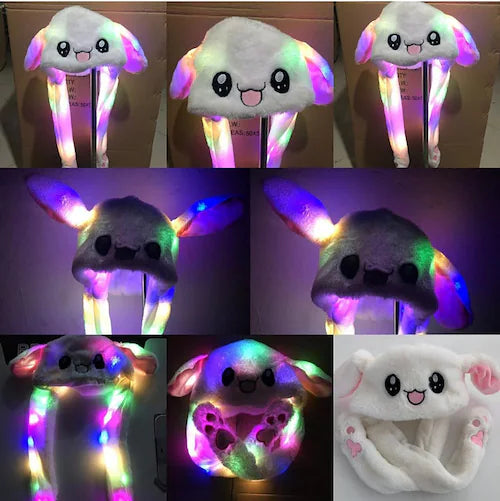 Cute Moving Ear Muff Cap with LED Lights