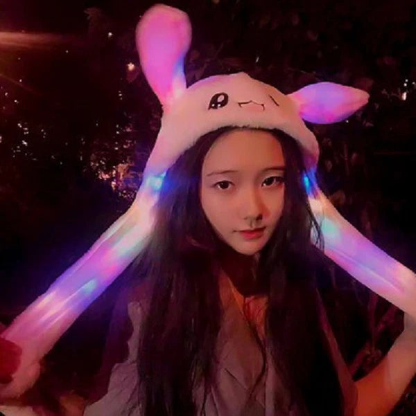 Cute Moving Ear Muff Cap with LED Lights